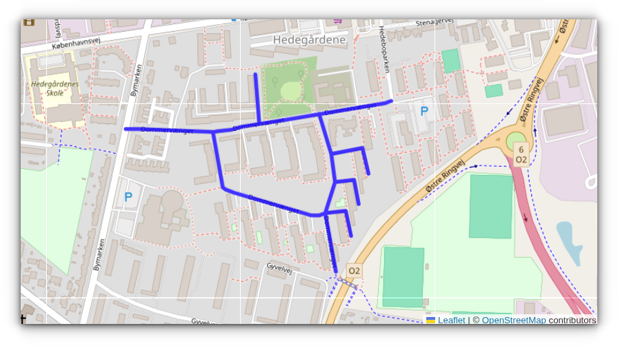 Gader og veje Syd for Banen