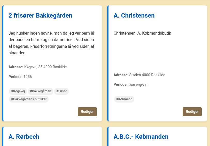 Oversigt over glemte butikker